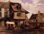 Pierre etienne theodore rousseau A Market in Normandy oil painting reproduction